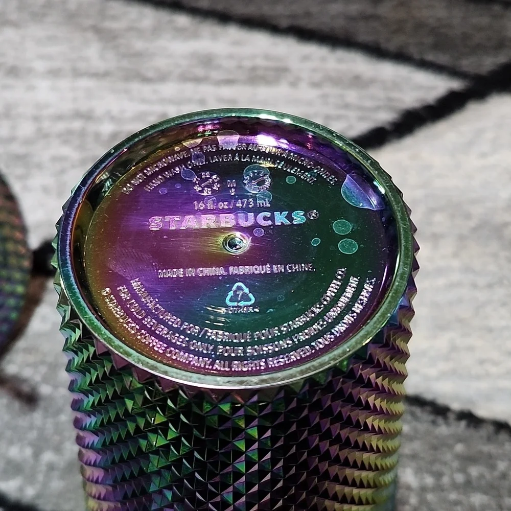 STARBUCKS 2023 OIL-SLICK RAINBOW IRIDESCENT STUDDED COLD-CUP TUMBLER 16 OZ